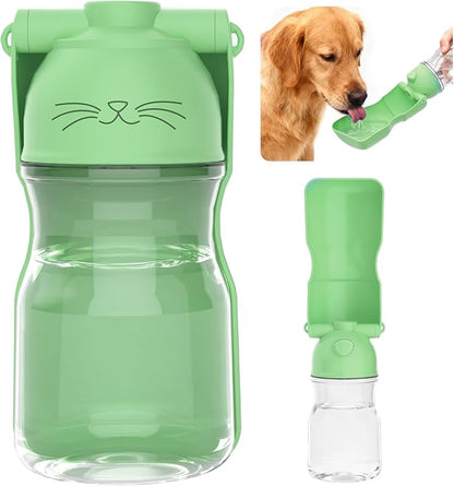 Dog Water Bottle, Portable Leak-Proof Water Dispenser with Drinking Bowl for Dogs and Cats, Travel Puppy Fountain Pet Water Bottle for Hiking Walking Outdoor(A012B-Green)