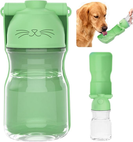 Dog Water Bottle, Portable Leak-Proof Water Dispenser with Drinking Bowl for Dogs and Cats, Travel Puppy Fountain Pet Water Bottle for Hiking Walking Outdoor(A012B-Green)