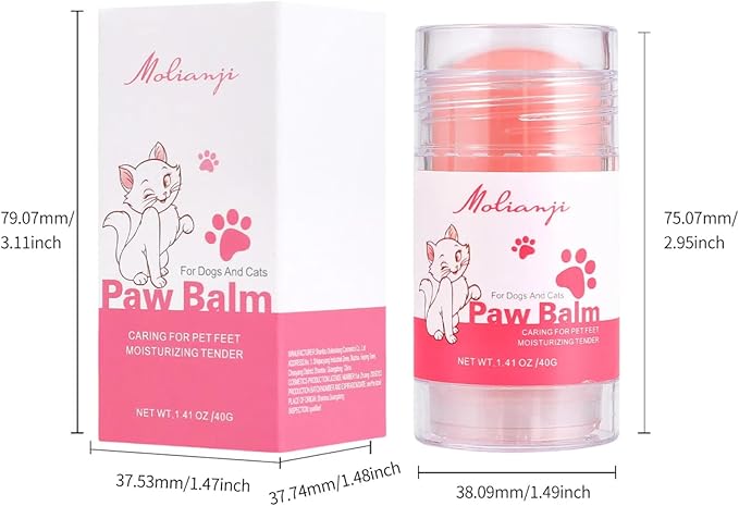 Cats Paw Balm Lick Safe,paw Butter for Cat-Friendly Natural Ingredients1.41oz, Pet Paw Wax moisturizer for Cat,for Healing Cracked Dry Paws,Snouts,Joint Care,Nose Butter for Cats,Pink