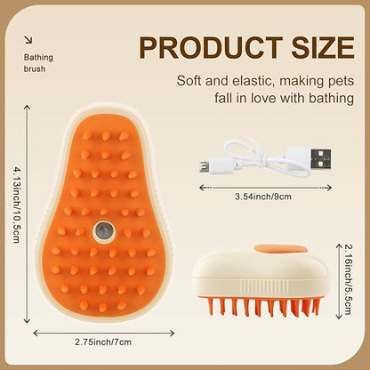 Cat Steam Brush, 3 in 1 Dog Steamy Brush, Silicone Massage Grooming Comb, Pet Hair Cleaning Misting Comb for Cats Dogs(Avocado White/Green)