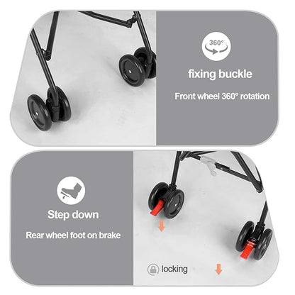 Wedyvko Umbrella Dog Stroller, Foldable Pet Stroller for Small Dogs Cats, with Carrying Strap and Cup Holder, Dog Poop Bags & Dispenser, Multicolor (Dark Grey)