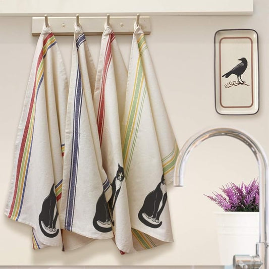 Style In Print Custom Decor Kitchen Towels Tuxedo Cat C Pets Cats Cleaning Supplies Dish Towels Multi Stripe Personalized Text Here