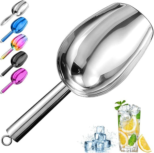 Metal Ice Scoop，Kitchen Ice Scooper for Ice Maker,Stainless Steel Small Ice Scooper for Freezer，Kitchen Gadgets Cookie Flour Pet Dog Food Scoop (silver, 8oz)