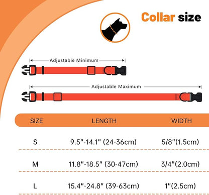 Waterproof Dog Collar, Easy to Clean Rubber Dog Collars with Quick Release Buckle Fits Small Medium or Large Dogs (Orange, M < 11.8-18.5 inch)