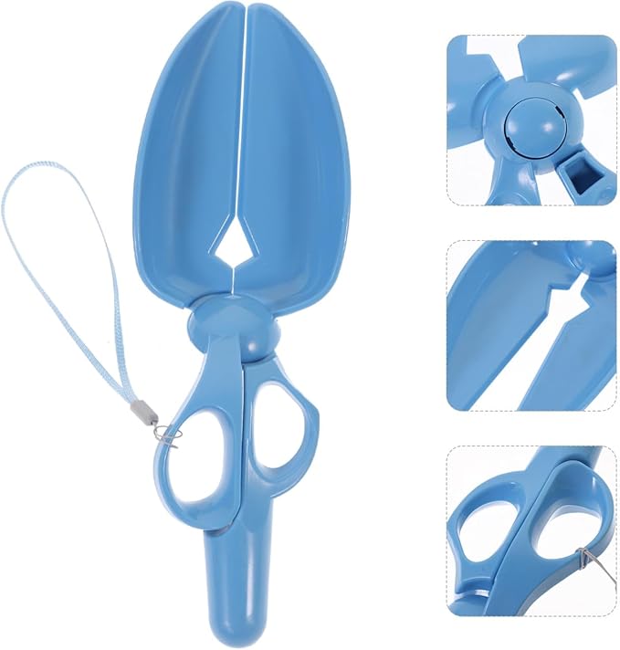 balacoo Pooper Scooper, Portable Pet Pickup Clip, Waste Picker, Scissor Shovel Clamp for Pet Dog Puppy Cat, Indoor Outdoor Cleaning Tools, Blue
