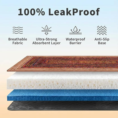 Washable Training Pads for Dog Pee Pads for Dogs - Reusable & Super Absorbent Puppy Pads Pet Potty Crates Dog Supplies Puppy Essentials Sisal Bohemian Print 72" x72"