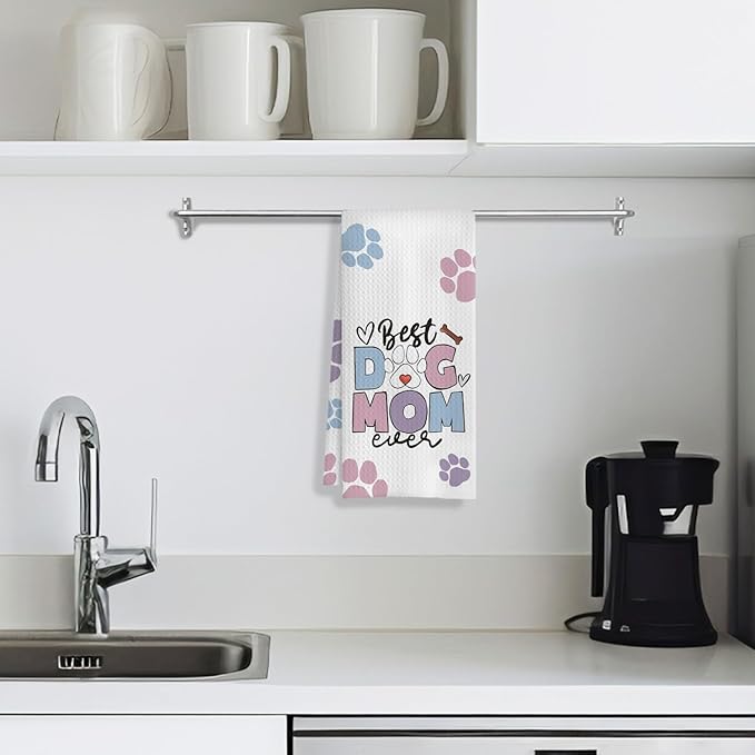 Dog Mom Gifts Kitchen Towels, Dog Lovers Owners Gifts for Women, Colorful Dogs Paws Hand Towels for Bathroom, 16x24 Inches