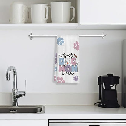 Dog Mom Gifts Kitchen Towels, Dog Lovers Owners Gifts for Women, Colorful Dogs Paws Hand Towels for Bathroom, 16x24 Inches