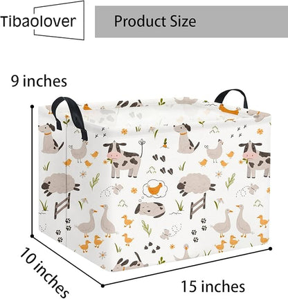 Rectangular Baby Kids Storage Basket Boys for Home Kitchen Girls Cute Toy Storage Bin Organizer Shelf Book Room Decor(Farm)