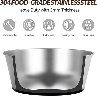 Stainless Steel Dog Bowls for Large Dogs, 48oz/6 Cups Non Slip Dog Metal Bowls, 2 Pack Food and Water Pet Bowls Heavy Duty Dishwasher Safe
