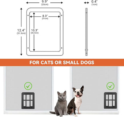 Namsan Cat Door Screen Door, Passage 8.3 x 10.3 inches, Small Dog Door for Sliding Door, Magnetic Auto Closing, Cat Screen Window, Lockable, Black