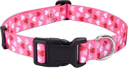 Dog Collar - Adjustable Heart Dog Collar - Love Theme - Perfect for Small Medium Large Dogs(Pink Heart,XS)