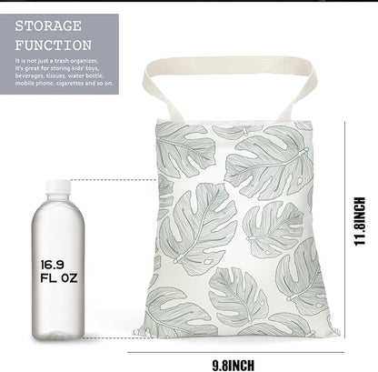 Car Trash Bag Car Garbage Bag Hanging Cars Trash Can, Waterproof Cars Back Seat Organizer for Vehicle Travelling Campingg Eucalyptus Palm Leaves Decor