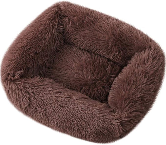 La La Pet® Donut Dog Cat Bed Cozy Cave Pet Bed Burrow Dog Bed Calming Cuddler Self-Warming Pet Bed Soft Plush Pet Cushion Improved Sleep for Cats Small Medium Dogs Coffee M