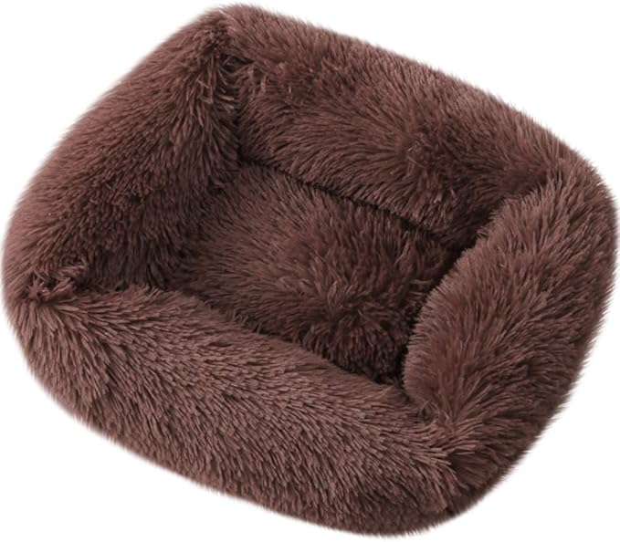 La La Pet® Donut Dog Cat Bed Cozy Cave Pet Bed Burrow Dog Bed Calming Cuddler Self-Warming Pet Bed Soft Plush Pet Cushion Improved Sleep for Cats Small Medium Dogs Coffee L