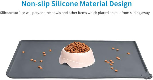 AUDWUD Silicone Waterproof Pet Feeding Mats,Anti Slip Bowl Pad, Dog Mat for Food and Water