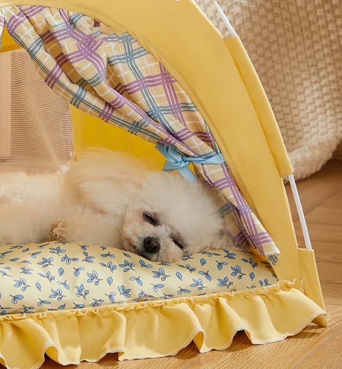 Cute Cat Teepee Cave, Cat Tent Foldable Indoor Outdoor with Thick Mat,Puppy Bed Tent,Bunny Pet Tent Teepee,Portable Dog House Teepee Tent, Cat Bed,Dog Bed Tent,Puppy Bunny,Pet Tent Teepee (Z1, M)