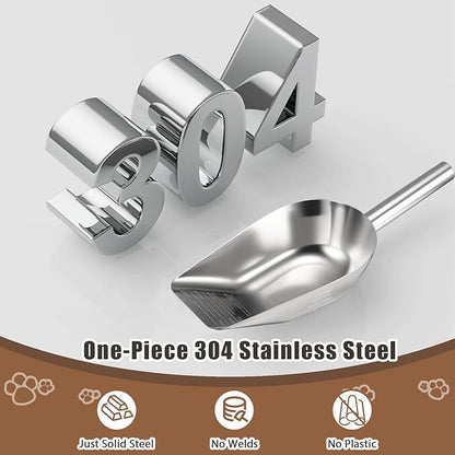 Pet cat-dog food-scoop measuring cup - Food-grade 304 stainless steel material | 3/4 Cup capacity | Precision scale measurements