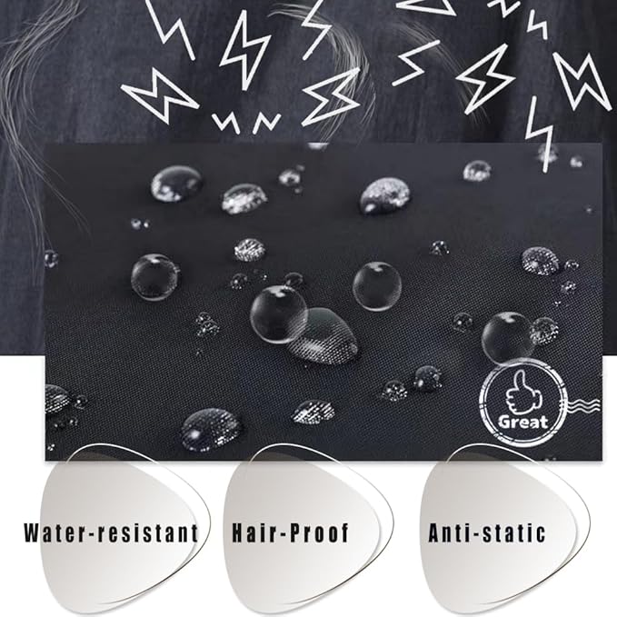 Dog Grooming Smock for Men Women, Anti-Static Smock for Pet Shop Dog Cat Grooming Bathing, Long Sleeves, Water Resistant and Hair Proof, (Black with Print Bichon XL)