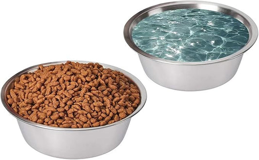 FOYO Stainless Steel Pet Bowls Set - Dog Bowls for Large Dogs, 49 OZ Food and Water Dishes, Set of 2