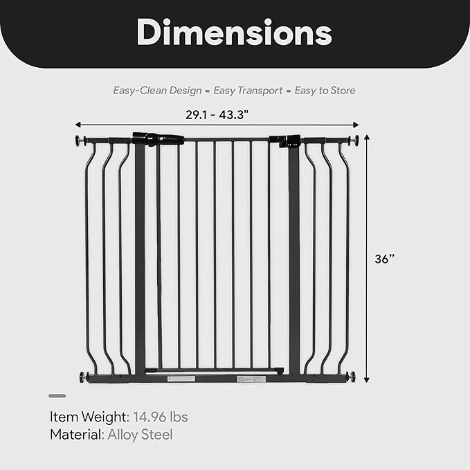 BalanceFrom Easy Walk-Thru Baby and Pet Safety Gate with Hold-Open and Auto-Close – Adjustable Steel Barrier for Stairs, Doorways, and Hallways, No Drilling Installation