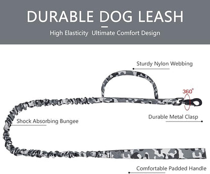 DAGANXI Tactical Dog Collar, Adjustable Military Training Nylon Dog Collar with Control Handle and Heavy Metal Buckle for Medium and Large Dogs, with Patches and Airtags Case (XL, Camo-Set)