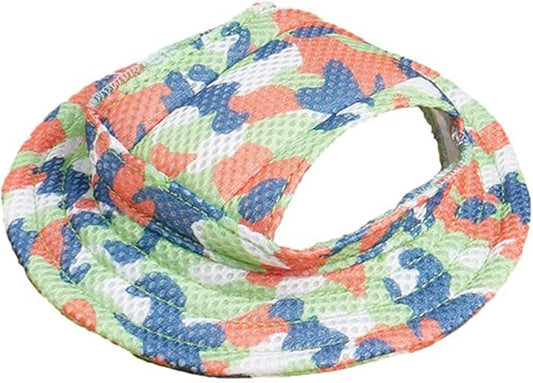 Round Brim Princess Hat Visor Hat Pet Dog Mesh Porous Sun Hat with Ear Holes for Small, Extra Small Dog Teddy, Pug, Chihuahua, Shih Tzu, Yorkshire Terriers, Papillon Z-1-armygreen S