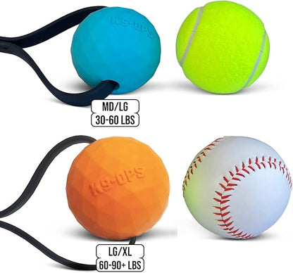 K9 Ops Dog Ball Tug with Handle Biotug Fetch Toy - Rubber Reward Toys - Large Dogs Durable Indestructible Aggressive Chewers Pitbull Dobermann Rottweiler Shepherd (MD/LG, Envy Green)