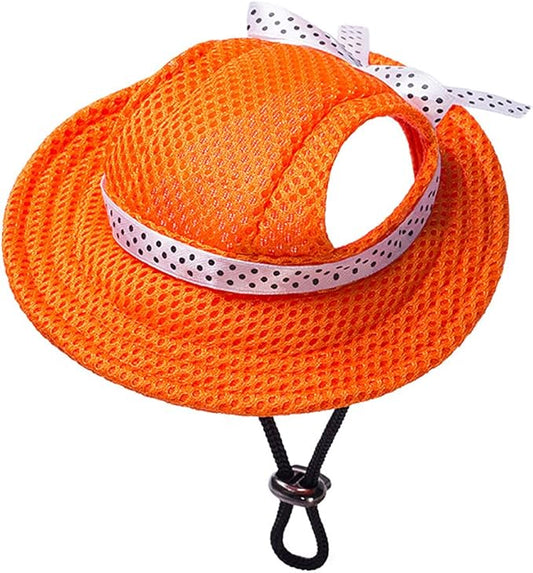 Round Brim Princess Hat Visor Hat Pet Dog Mesh Porous Sun Hat with Ear Holes for Small, Extra Small Dog Teddy, Pug, Chihuahua, Shih Tzu, Yorkshire Terriers, Papillon M