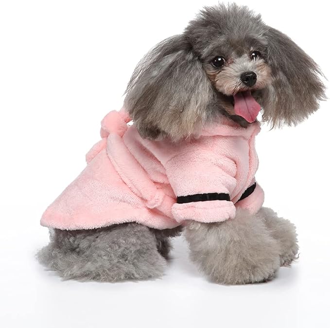 Dog Drying Robe Coat Super Absorbent Soft, Fast Drying Pet Dog Bathrobe Towel with Adjustable Waistbelt
