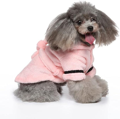 Dog Drying Robe Coat Super Absorbent Soft, Fast Drying Pet Dog Bathrobe Towel with Adjustable Waistbelt