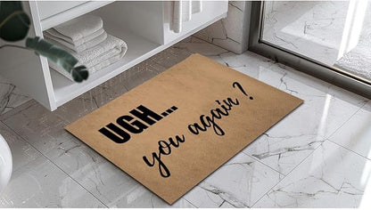 Funny Welcome Doormat (23.7 in X 15.6 in) Anti-Slip Rubber Back Entrance Way Indoor Front Porch Decor Rugs House Warming Gift (Uge You Again Not Welcome)