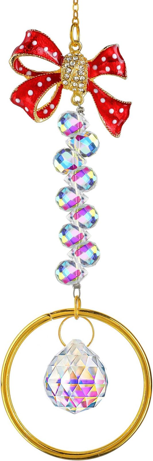 H&D HYALINE & DORA Crystal Suncatcher Rhinestones Bow-Knot Pendant Garden Sun Catcher Crystals Hanging Decor for Windows Christmas Home