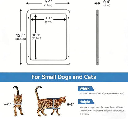Namsan Magnetic Auto-Closing Cat & Small Dog Screen Door, 8.3 x 10.3 Inch Lockable Small Pet Passage Door for Sliding Doors/Windows, White - Easy Install Cat Screen Door