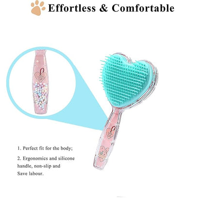 Small Dog Brush, Soft Dog Grooming Comb for Shih Tzus, Yorkies, Maltipoos, Maltese, Love Shape Puppy Massaging Pet Hair Brush, Cat Brush, for Small Dogs Cats of All Hair Types (Pink Blue)