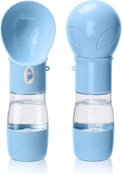 Dog Water Bottle with Food Container, Portable Dogs Water Dispenser, Outdoor Drink Bottles for Puppy, Cat, Pet, Essential Items for Travel, Walking, Hiking, Dog Accessories (Blue, with Food Container)