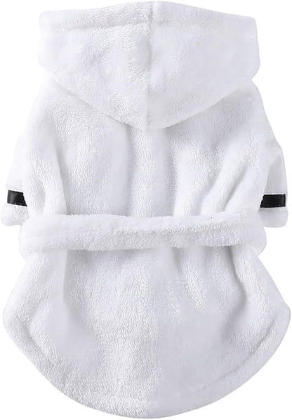 Dog Bathrobe Small Dog Luxury Soft Flannel Pajamas Puppy Quick Drying Bath Robe Pet Hooded Nightwear Dog Super Absorbent Towel for Small Dogs Cats