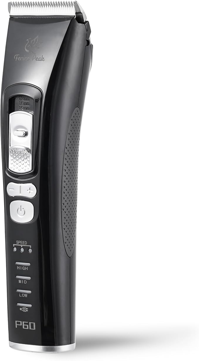 FENICE PEAK Dog Grooming Clippers for Thick Heavy Coats 3 Speeds Low Noise Pet Grooming Kit Cat Eletric Clipper with 10FC Ceramic & Stainless Steel Blade,Black