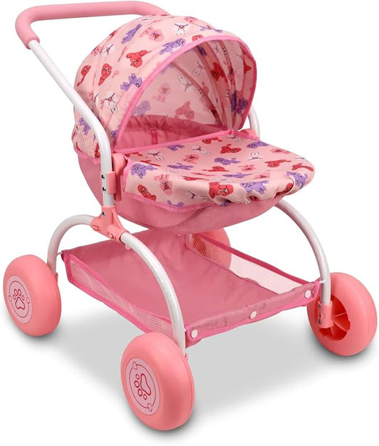 ANIVIA Doll Stroller Toy Realistic Doll Stroller Heart Design Gifts for Toddlers and Girls Foldable Baby Doll Stroller Toy