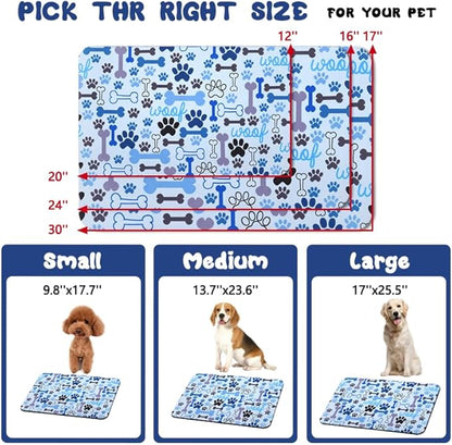 Dog Food Mats for Floors Waterproof, Pet Water Bowl Mats Pet Feeding Absorbent Placemats Blue 17 * 30 inch