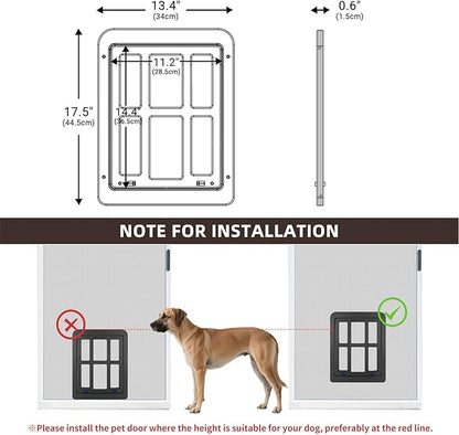 LESYPET Dog Screen Door, Inside Flap 14.4 x 11.2 Inches, Magnetic Self Closing, Dog Door for Screen Doors Sliding Doors, Flap Lockable, Black