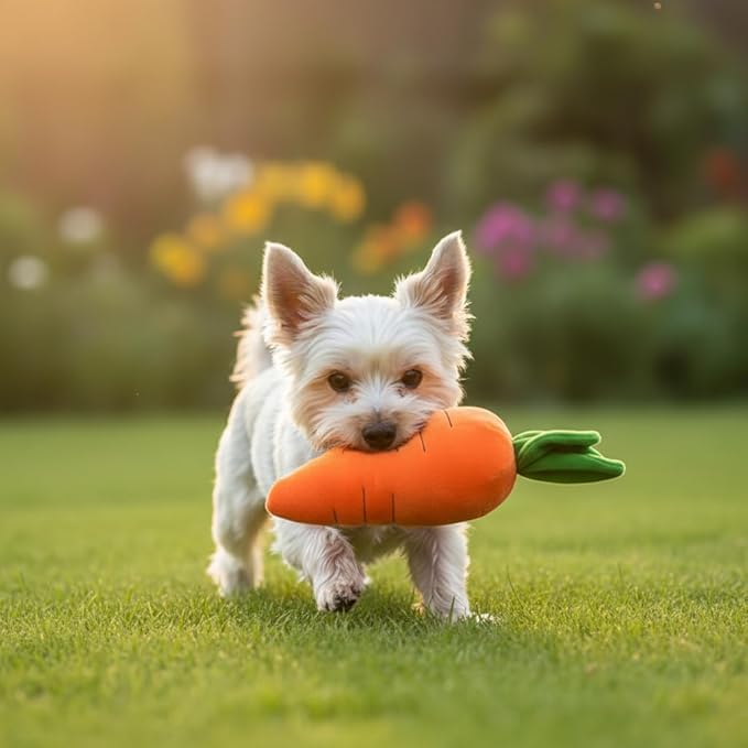 Best Pet Supplies Crinkle Dog Toy for Small, Medium, and Large Breeds, Cute Carrot with Soft Squeaker, Carrot Shape Pet Plush Toy with Sound, Bite-Resistant Soft Comfortable Dog Toys