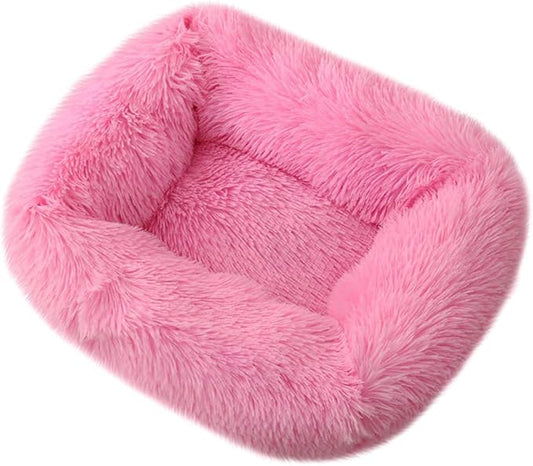 La La Pet® Donut Dog Cat Bed Cozy Cave Pet Bed Burrow Dog Bed Calming Cuddler Self-Warming Pet Bed Soft Plush Pet Cushion Improved Sleep for Cats Small Medium Dogs Pink XS