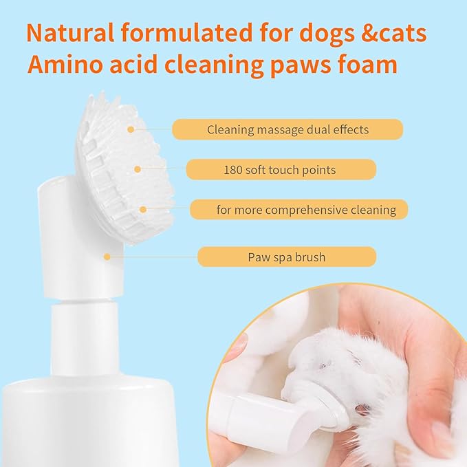 Dog Paw Cleaner with Soft Silicone Brush & No-Rinse Foam – Gentle Mud, Dirt, and Odor Removal for Dogs and Cats – Includes Moisturizing Paw Balm and Towel for Complete Paw Care