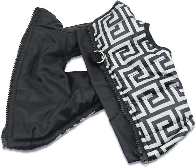 Funny Dog Jacket Winter Dogs Coats Puppy Geometric Coat with D Ring for Small Dogs, Medium
