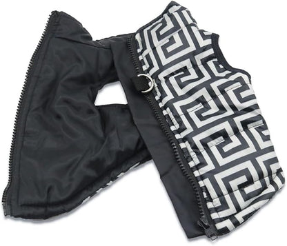 Funny Dog Jacket Winter Dogs Coats Puppy Geometric Coat with D Ring for Small Dogs, Medium
