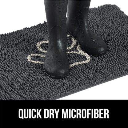 GORILLA GRIP SoakSTOPPER Dog Door Mat, 48x30 Machine Washable Rug Absorbent Doormat Captures Moisture Mud Dirt, Quick Dry Soft Chenille Entryway Rugs Indoor Entrance Mats for Dog Paws, Charcoal
