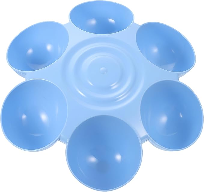 POPETPOP Cat Food Bowl with 6 Bowls - Pet Feeder for Kitten Puppy, Multi Cat Dishes, Multiple Dinner Feeder for Indoor s, Dishes for Food and Water (Blue)