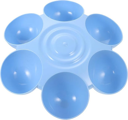 POPETPOP Cat Food Bowl with 6 Bowls - Pet Feeder for Kitten Puppy, Multi Cat Dishes, Multiple Dinner Feeder for Indoor s, Dishes for Food and Water (Blue)