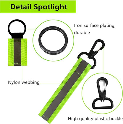 10 Pack Reflective Straps for Walking at Night, Glow in The Dark Keychain & Backpack Reflectors, High Visibility Safety Night Running Gear with Zipper Pulls for Dog Collar, Cycling, Camping.